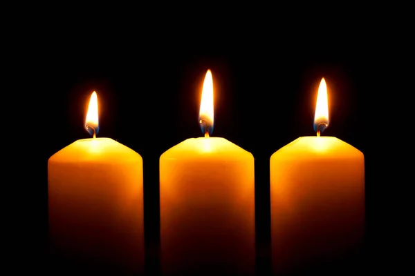 Luminous Candles Candlelight Black Background — Stock Photo, Image