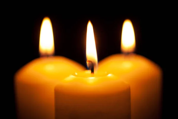 Luminous Candles Candlelight Black Background — Stock Photo, Image