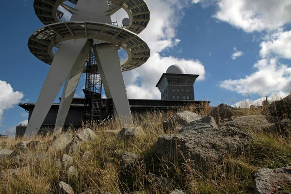 Pie Torre Televisión Brocken Con Brockenherberge Fondo — Foto de Stock