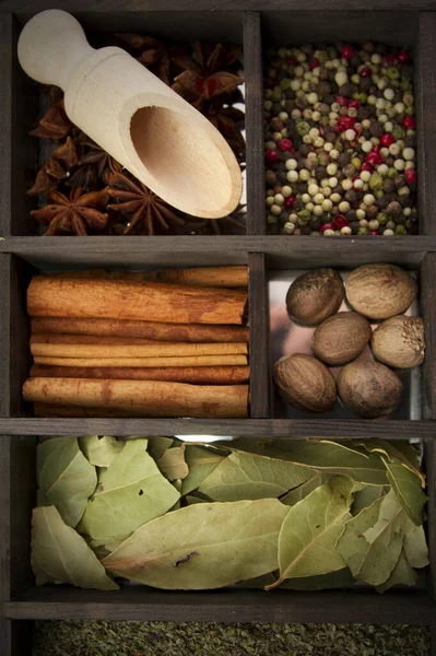 Various Spices Set Box — Stock Photo, Image