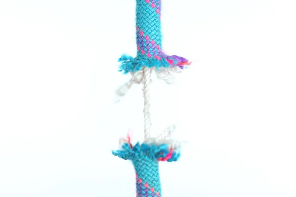 Rope Blue Ribbon White Background — Stock Photo, Image