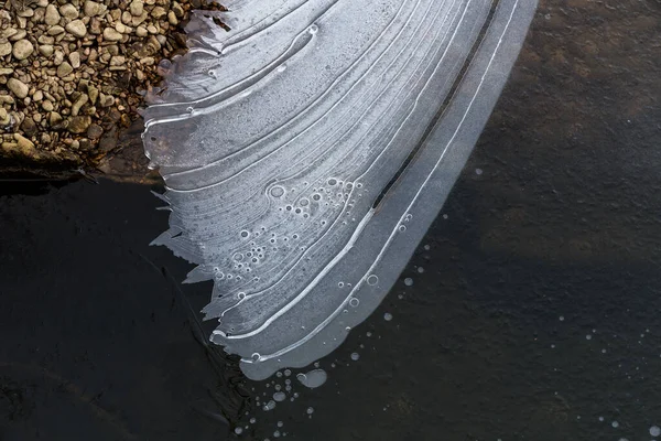 Superfície Gelo Com Sulcos Fechados Bolhas — Fotografia de Stock