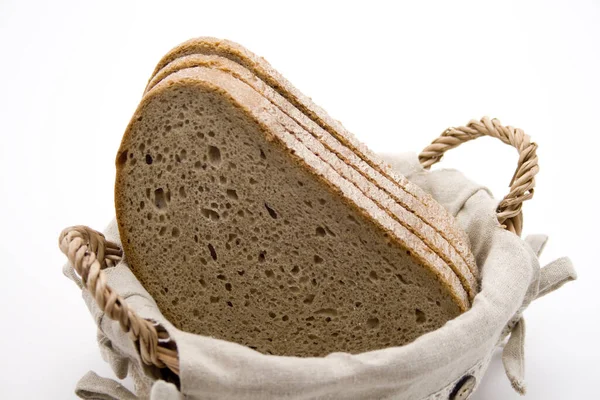 Pão Crosta Uma Cesta — Fotografia de Stock