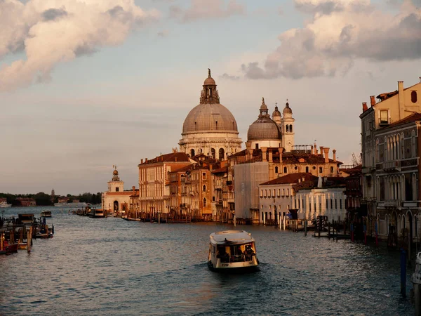 Vista Noite Partir Ponte Accademia Para Grande Canal Basílica Santa — Fotografia de Stock