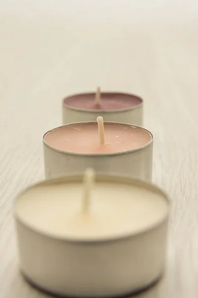 Candle Glass Wooden Table — Stock Photo, Image