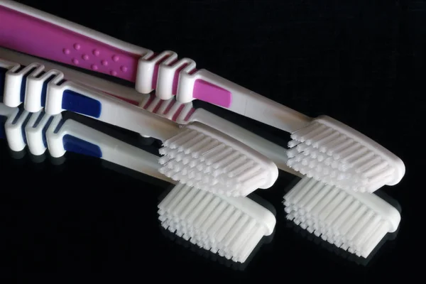 Hair Comb Toothbrush Black Background — Stock Photo, Image