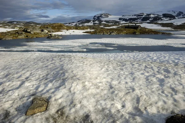 Couverture Glace Sur Lac Finse Finse Hardanger Vidda Hordaland Norvège — Photo