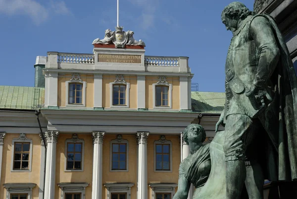 Figuras Monumento Ecuestre Del Gustav Adolfs Torg Estocolmo Suecia — Foto de Stock