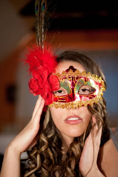 Portrait Attractive Woman Mask — Stock Photo, Image