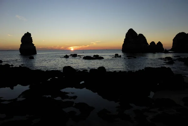 Východ Slunce Praia Camilo Lagos Algarve Portugalsko — Stock fotografie