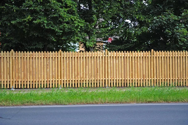 Row Wooden Fence Park — Stock Photo, Image