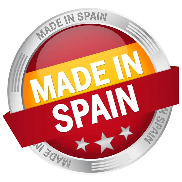 Pulsante Con Banner Made Spain — Foto Stock