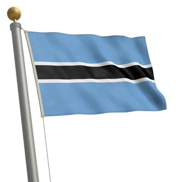 Vlag Van Botswana Wappert Aan Vlaggenmast — Stockfoto