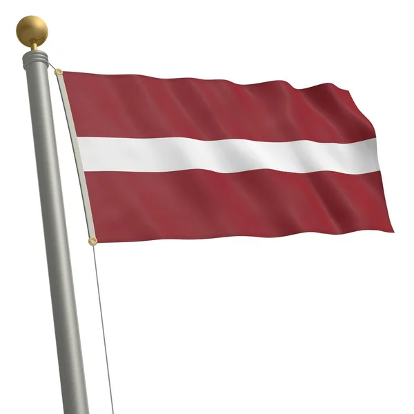 Bandeira Latvia Flutters Flagpole — Fotografia de Stock