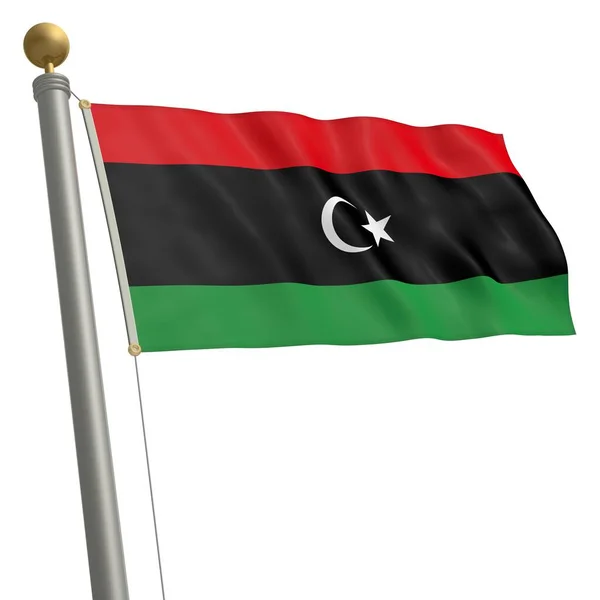 리비아의 국기가 깃대에서 나부끼다 — 스톡 사진