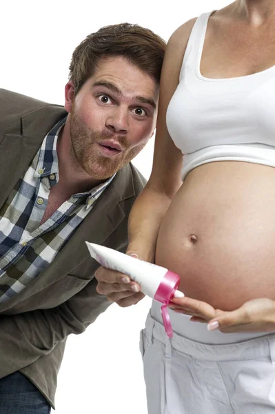 Pielęgnacja Brzucha Czasie Ciąży — Zdjęcie stockowe