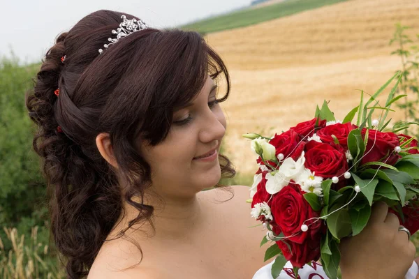 Buquê Noiva Com Flores Flora Casamento — Fotografia de Stock