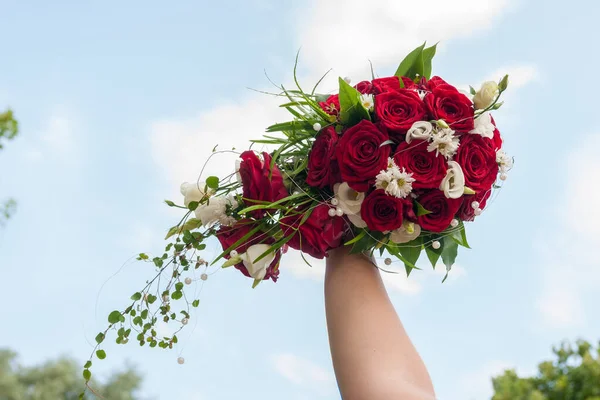 Bouquet Mariée Avec Des Fleurs Flore Mariage — Photo