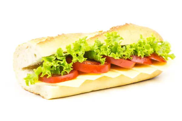 包着奶酪 西红柿和沙拉的面包 — 图库照片