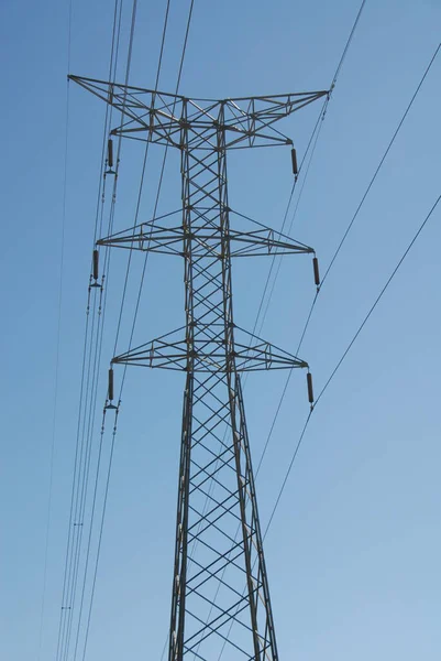 Torre Línea Eléctrica Transmisión Alta Tensión — Foto de Stock