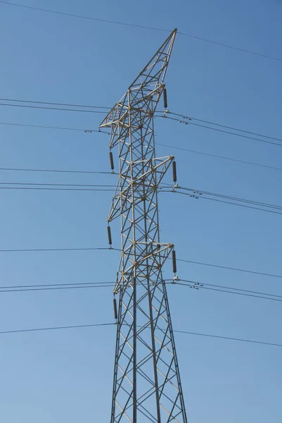 Torre Línea Eléctrica Transmisión Alta Tensión — Foto de Stock