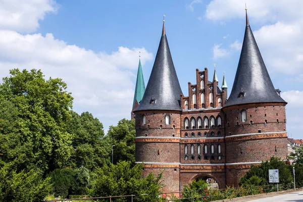 Lbeck Uma Cidade Norte Alemanha Distinguida Pela Arquitetura Gótica Tijolos — Fotografia de Stock