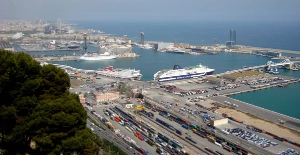 Vanuit Lucht Uitzicht Haven Van Barcelona Spanje — Stockfoto