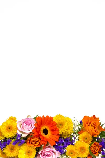 Decorazione Floreale Rose Statice Erba Velata Crisantemi Calendule — Foto Stock