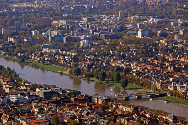 Blick Auf Heidelberg Mit Der Theodor Heuss Brücke — Stockfoto