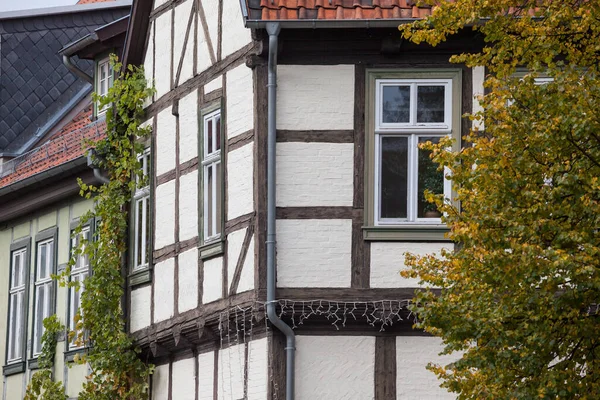 Quedlinburg Jesiennym Domu Muru Pruskiego — Zdjęcie stockowe