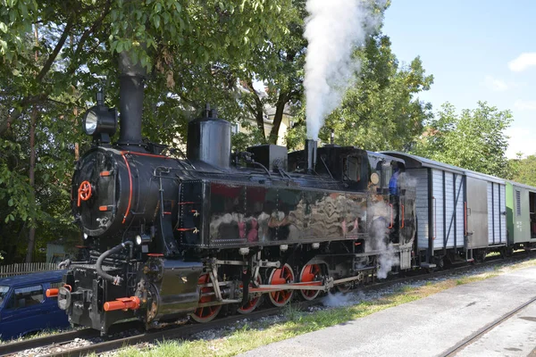 Velho Trem Locomotivo Vapor Veículo Ferroviário — Fotografia de Stock