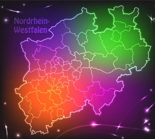 Mapa Renania Del Norte Westfalia Con Fronteras Brillante — Foto de Stock