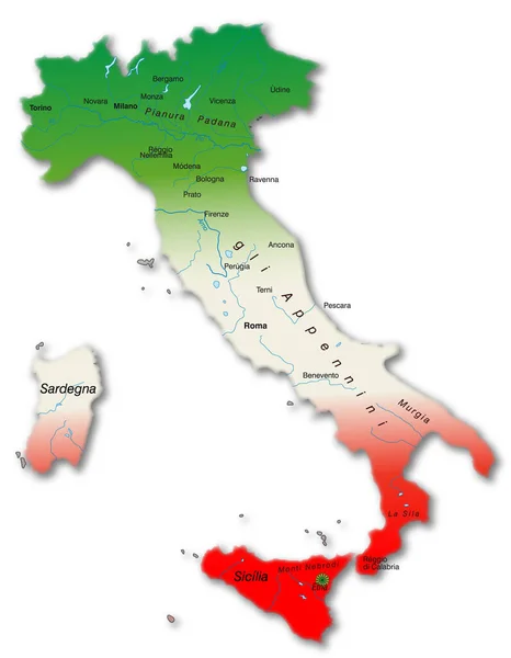 Landkarte Von Italien Als Übersichtskarte — Stockfoto
