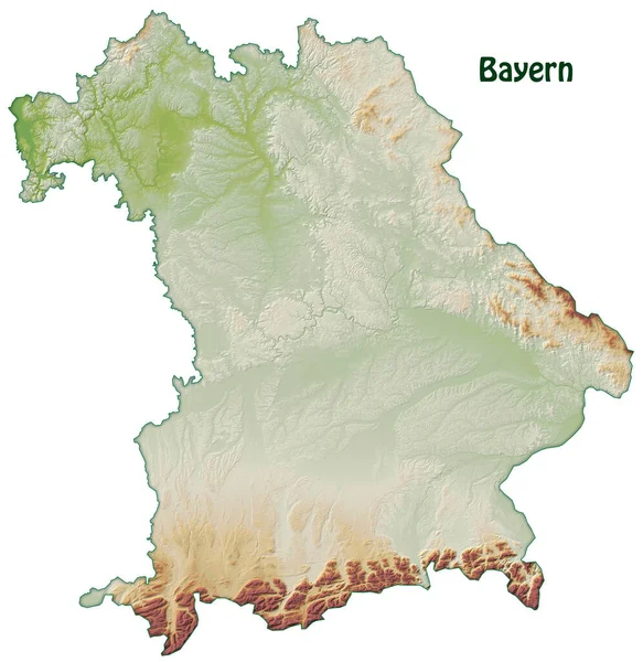 Kaart Van Beieren Als Overzichtskaart Als Berghelling — Stockfoto