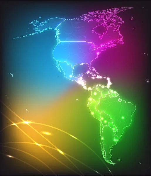 Mapa América Com Capitais Cores Coloridas Brilhantes — Fotografia de Stock