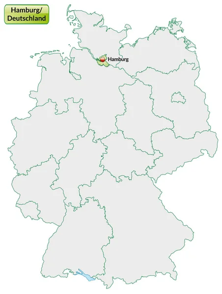 Map Hamburg Capital Sits Pastel Green — Stock Photo, Image