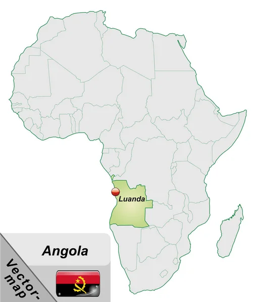 Mapa Angola Com Capitais Verde Pastel — Fotografia de Stock