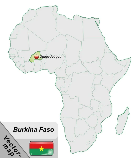 Burkina Faso Haritası Pastel Yeşili Büyük Harflerle — Stok fotoğraf