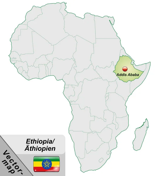 Kaart Van Aethiopia Met Hoofdstad Ligt Pastelgroen — Stockfoto