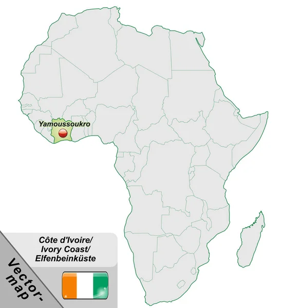Χάρτης Ακτών Ελεφαντόδοντου Κιονόκρανα Παστέλ Πράσινο — Φωτογραφία Αρχείου