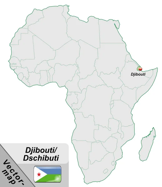パステルグリーンに位置する首都ジブチの地図 — ストック写真