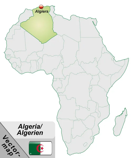 Mapa Algeria Con Capiteles Verde Pastel —  Fotos de Stock