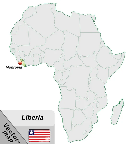 Карта Ліберії Столицями Пастельному Зеленому — стокове фото