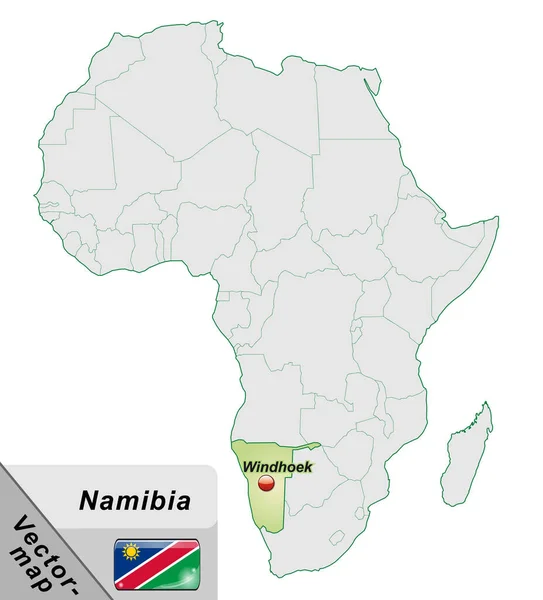 Mapa Namibii Stolicami Pastelowej Zieleni — Zdjęcie stockowe