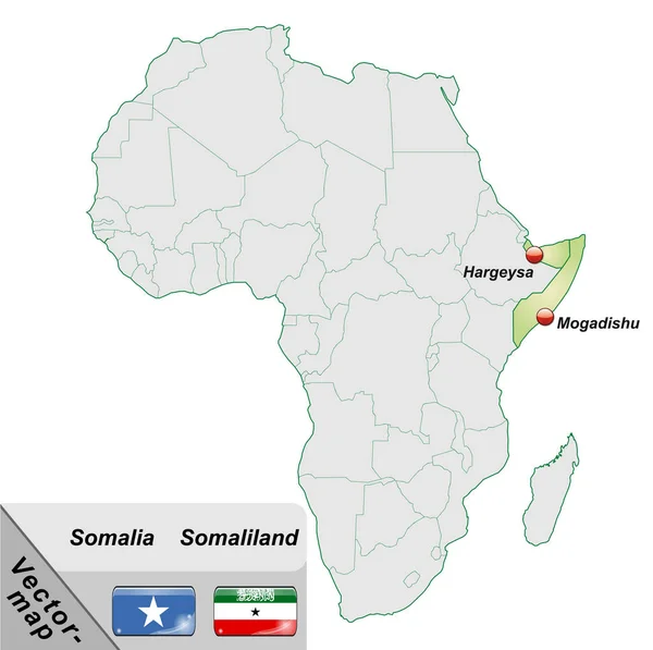 Mapa Somalia Con Capiteles Verde Pastel —  Fotos de Stock