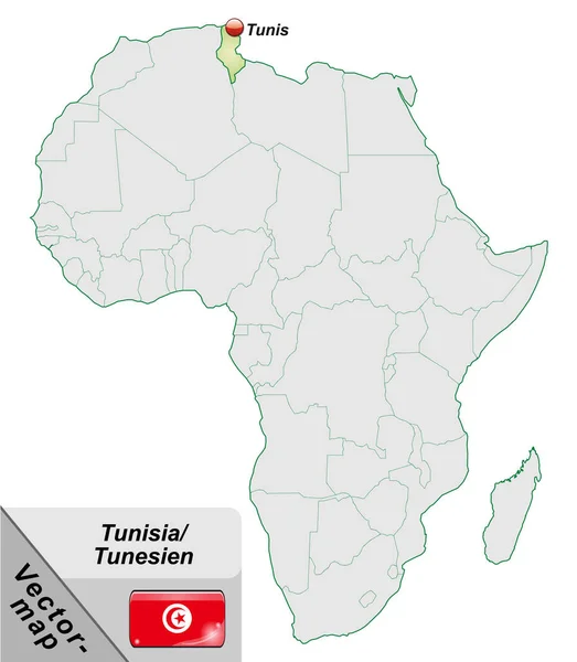 Karte Von Tunesien Mit Hauptstädten Pastellgrün — Stockfoto