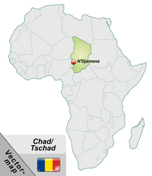 Mapa Chad Con Capitales Verde Pastel — Foto de Stock