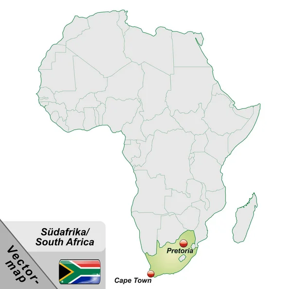 以绿油油为首都的南非地区地图 — 图库照片