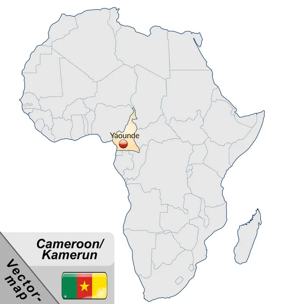 Kaart Van Kameroen Met Hoofdsteden Pastellorange — Stockfoto