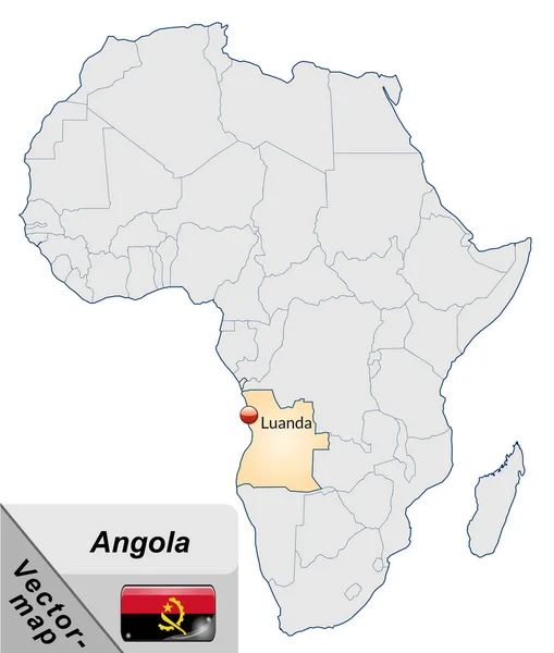 Karte Von Angola Mit Hauptstädten Pastellorange — Stockfoto